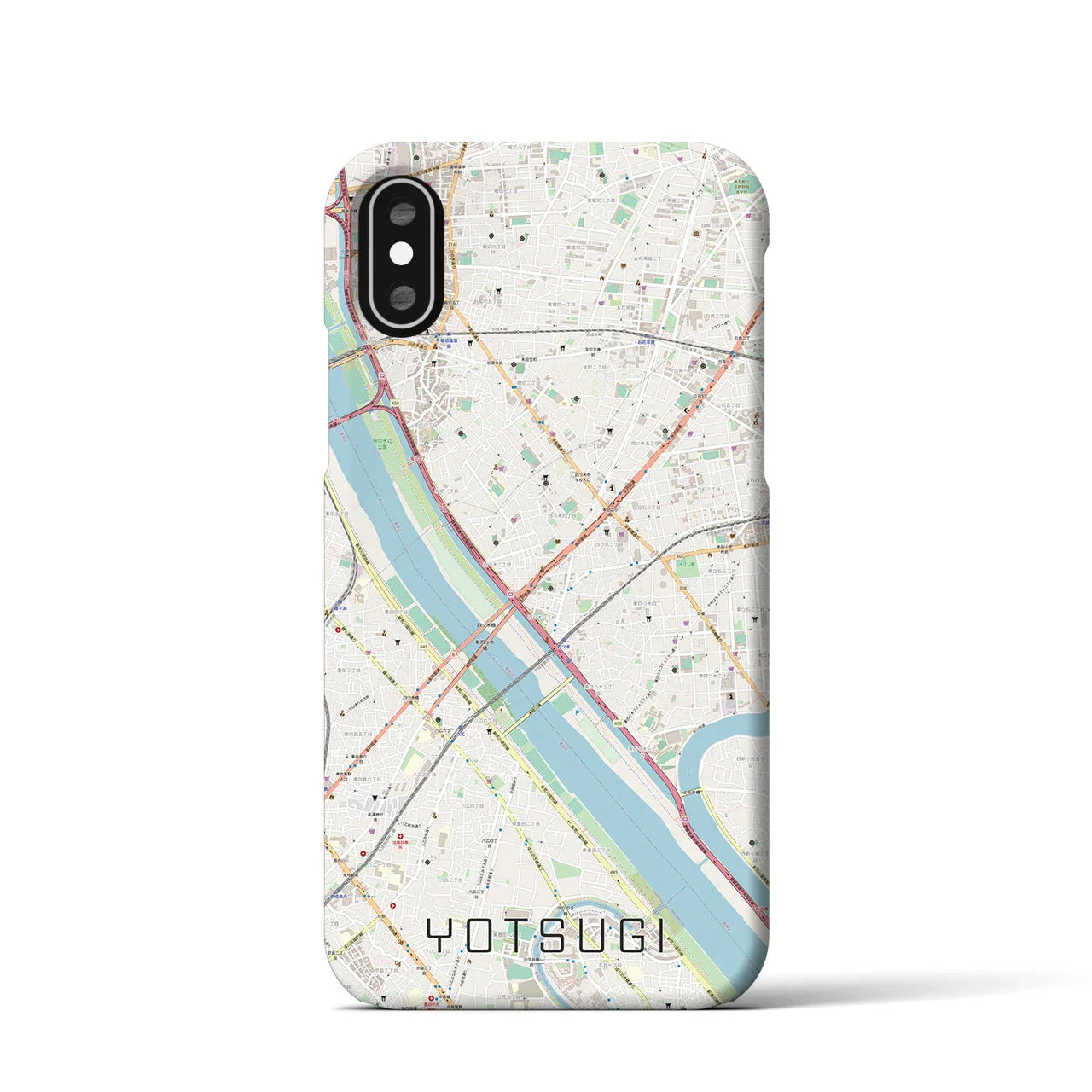 【四ツ木(東京都)】地図柄iPhoneケース(バックカバータイプ)
