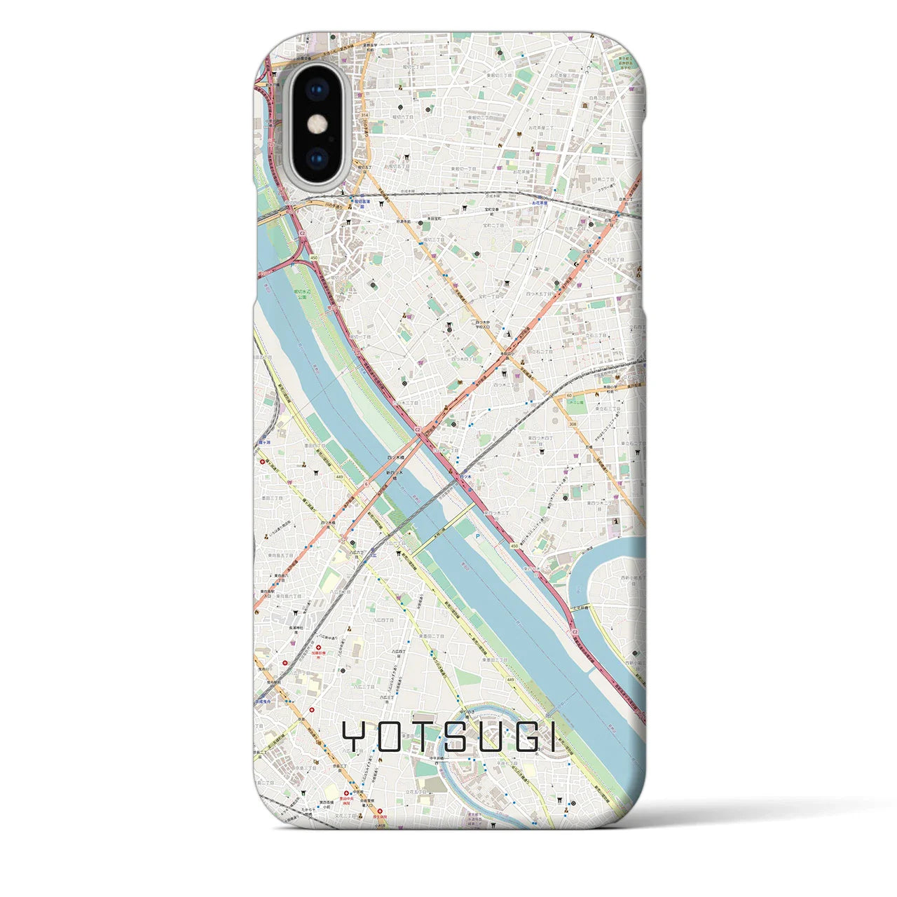【四ツ木(東京都)】地図柄iPhoneケース(バックカバータイプ)