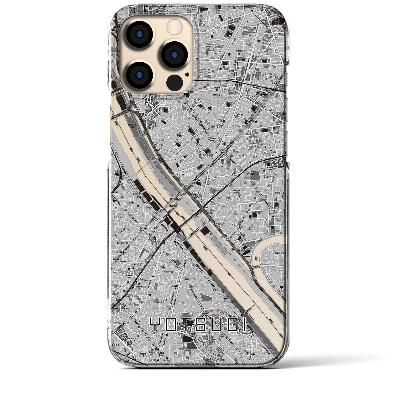 【四ツ木(東京都)】地図柄iPhoneケース(クリアタイプ)