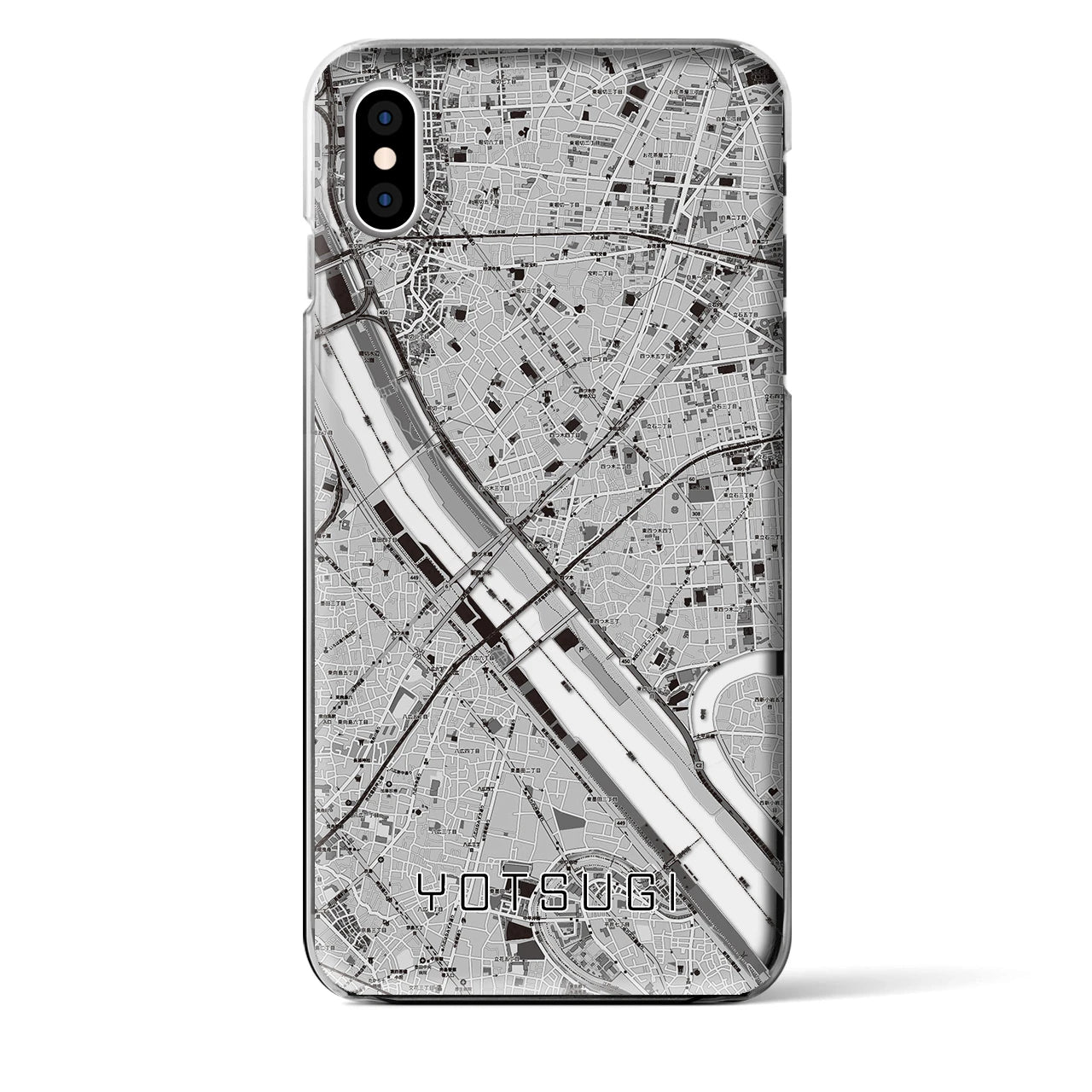 【四ツ木(東京都)】地図柄iPhoneケース(クリアタイプ)