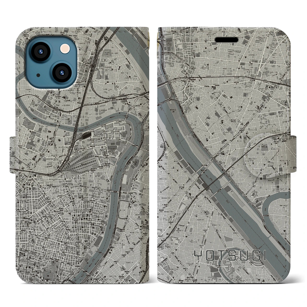 【四ツ木(東京都)】地図柄iPhoneケース(手帳タイプ)
