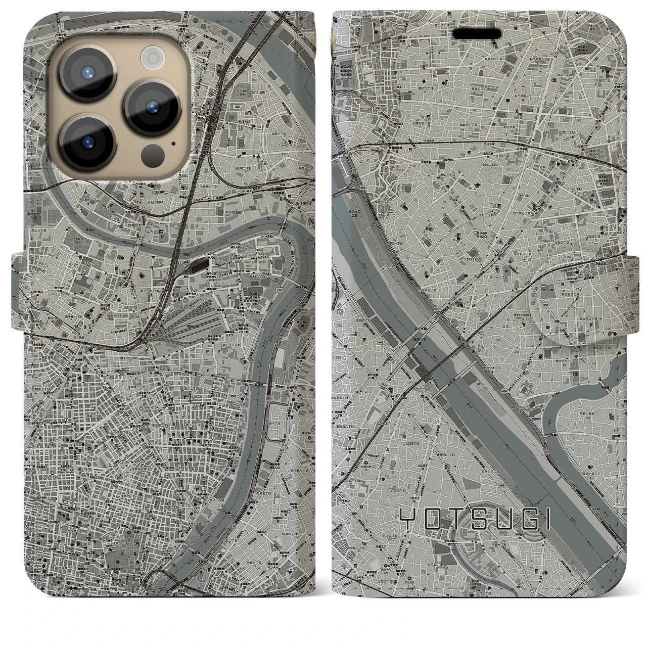 【四ツ木(東京都)】地図柄iPhoneケース(手帳タイプ)