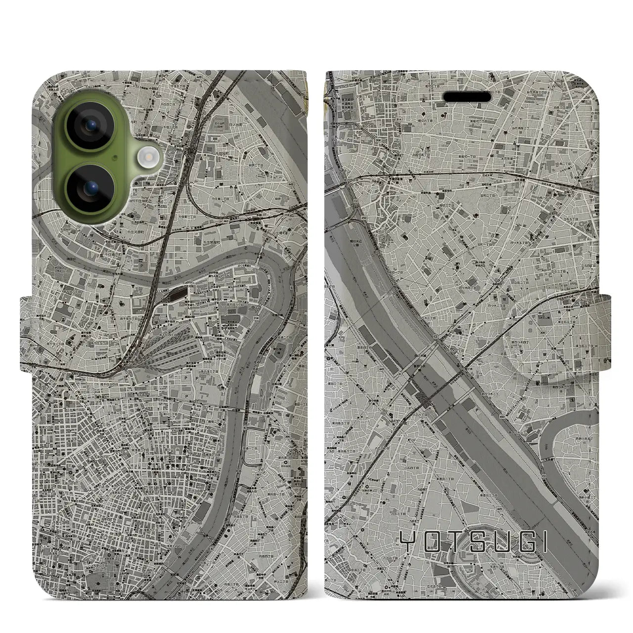 【四ツ木(東京都)】地図柄iPhoneケース(手帳タイプ)