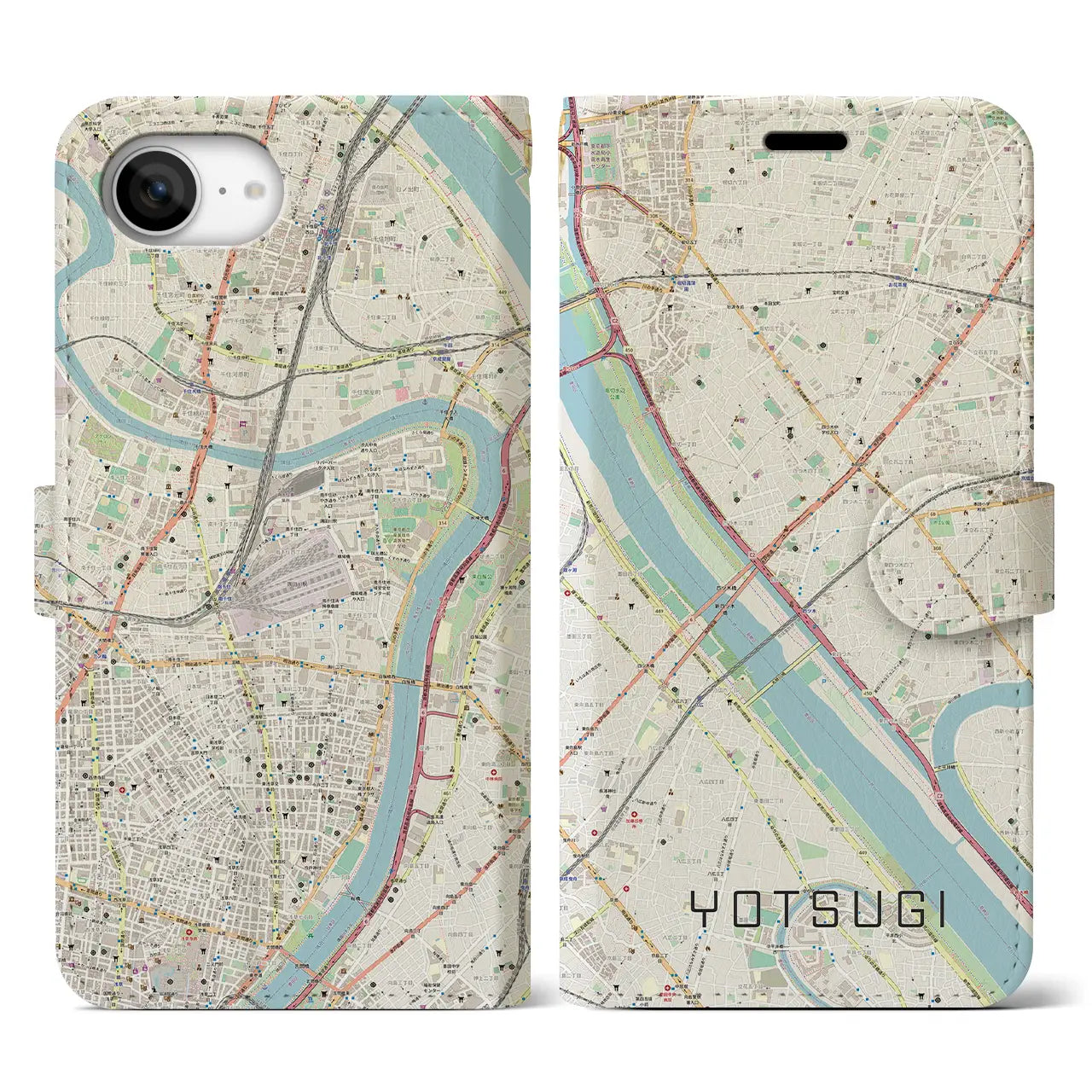 【四ツ木(東京都)】地図柄iPhoneケース(手帳タイプ)