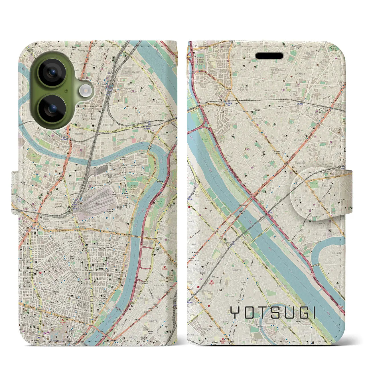 【四ツ木(東京都)】地図柄iPhoneケース(手帳タイプ)