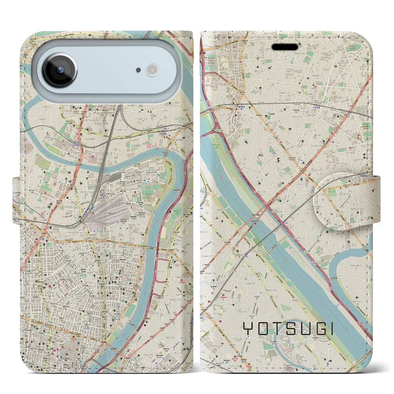 【四ツ木(東京都)】地図柄iPhoneケース(手帳タイプ)
