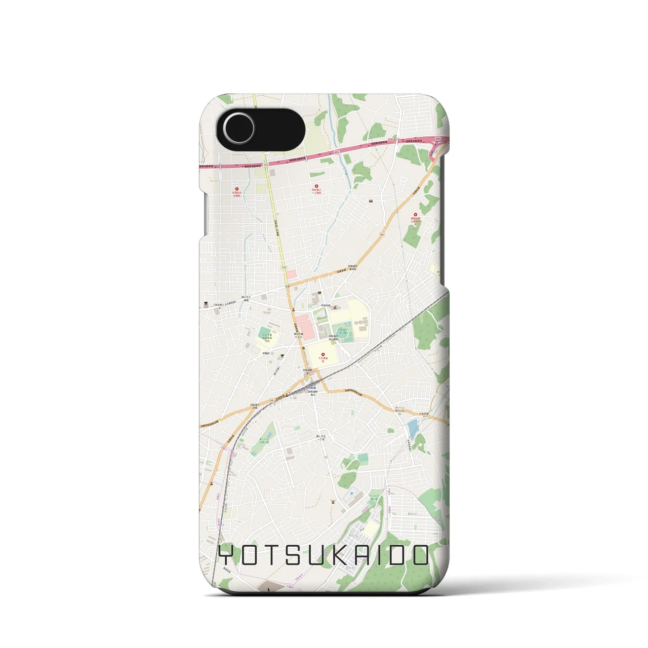 【四街道(千葉県)】地図柄iPhoneケース(バックカバータイプ)