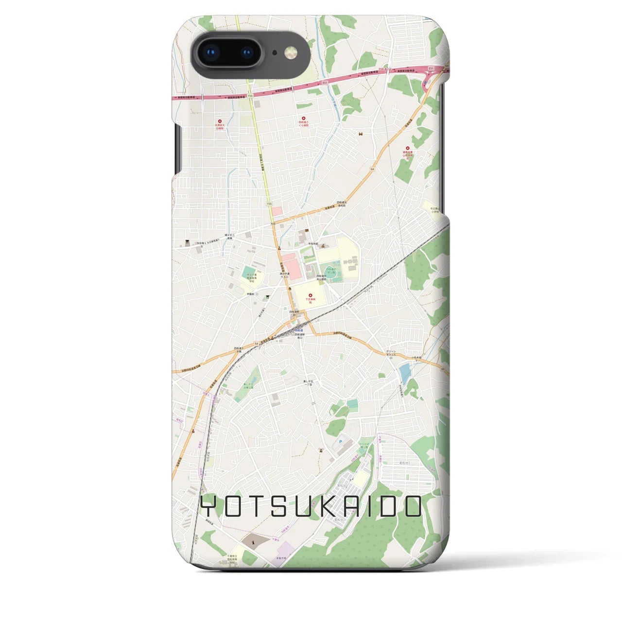 【四街道(千葉県)】地図柄iPhoneケース(バックカバータイプ)