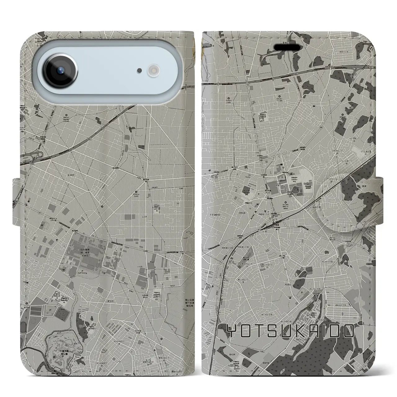 【四街道(千葉県)】地図柄iPhoneケース(手帳タイプ)