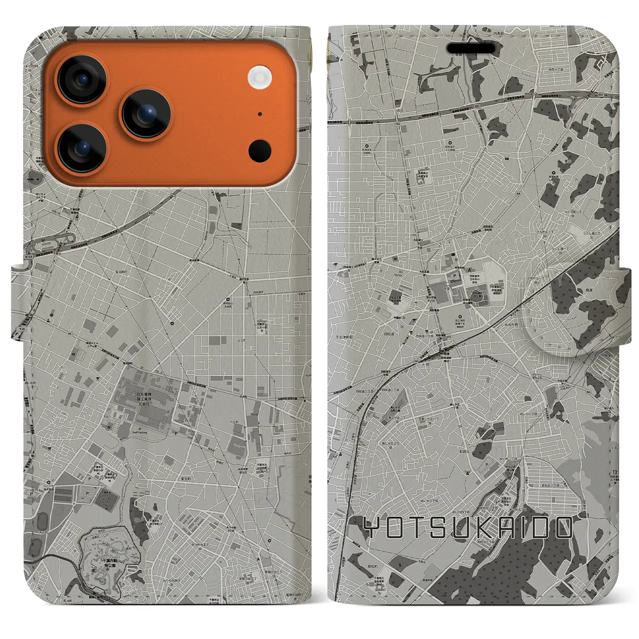 【四街道(千葉県)】地図柄iPhoneケース(手帳タイプ)