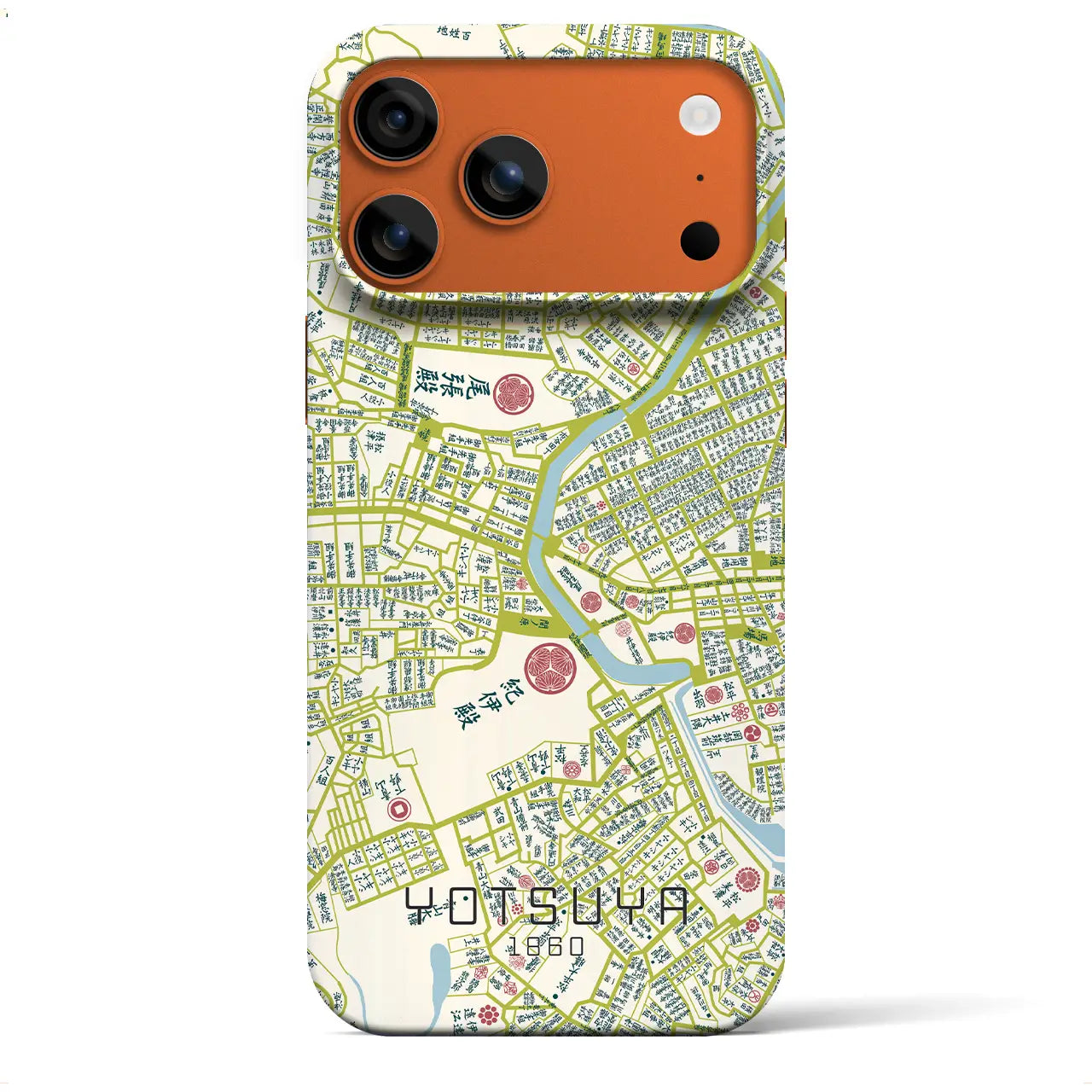 【四ツ谷(東京都)】万延江戸図iPhoneケース(バックカバータイプ)ブラック・iPhone 17 Pro Max 用