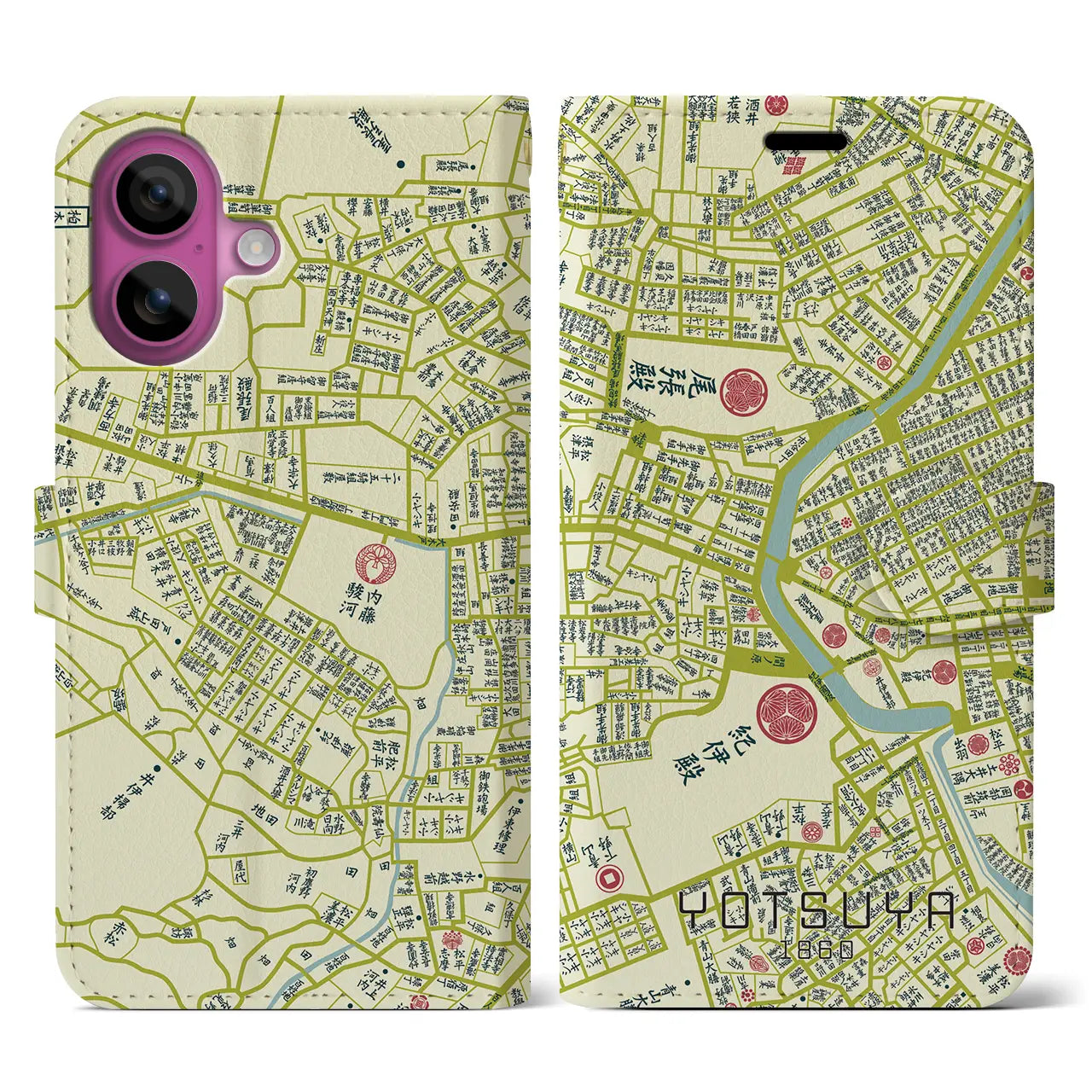 【四ツ谷(東京都)】万延江戸図iPhoneケース(手帳タイプ)