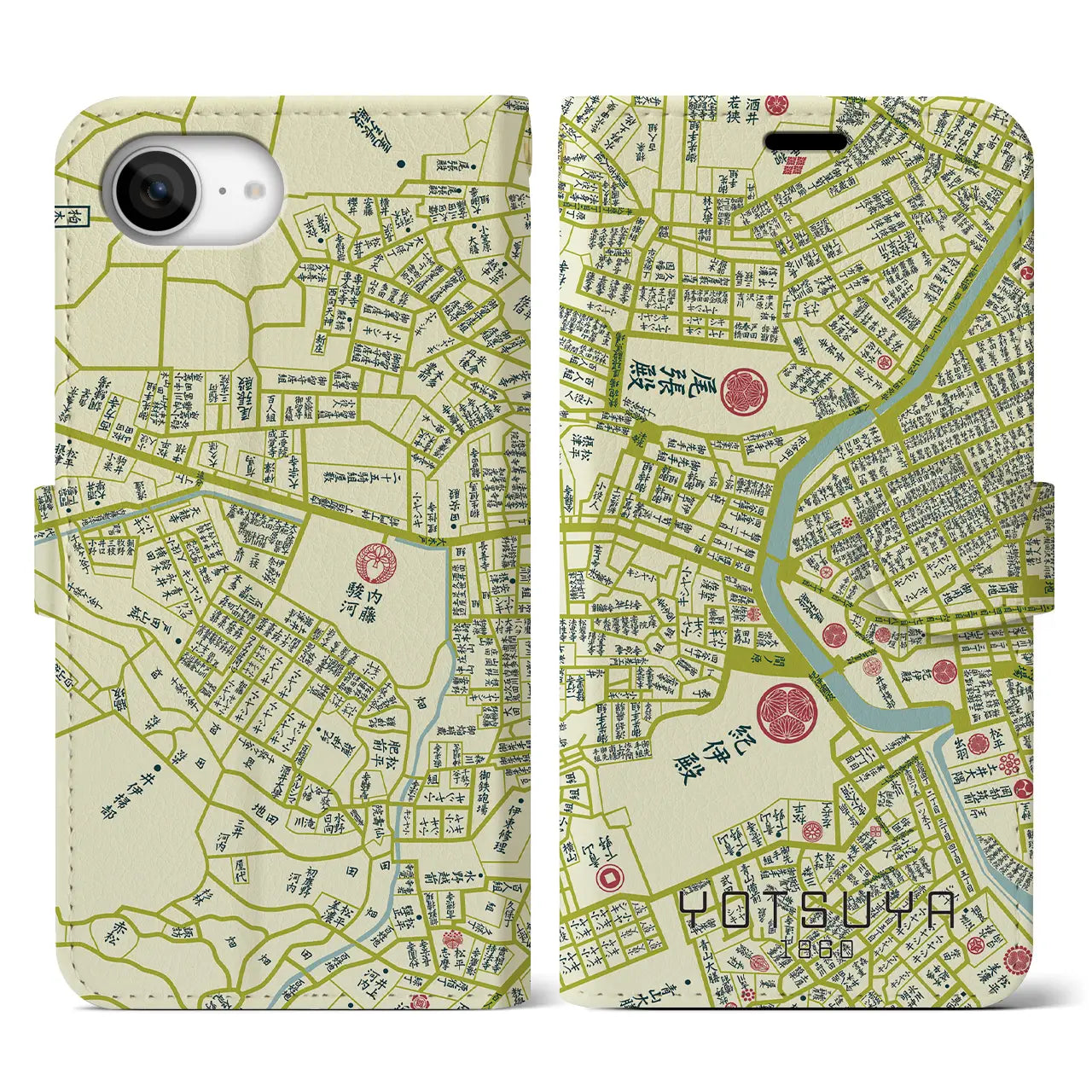 【四ツ谷(東京都)】万延江戸図iPhoneケース(手帳タイプ)