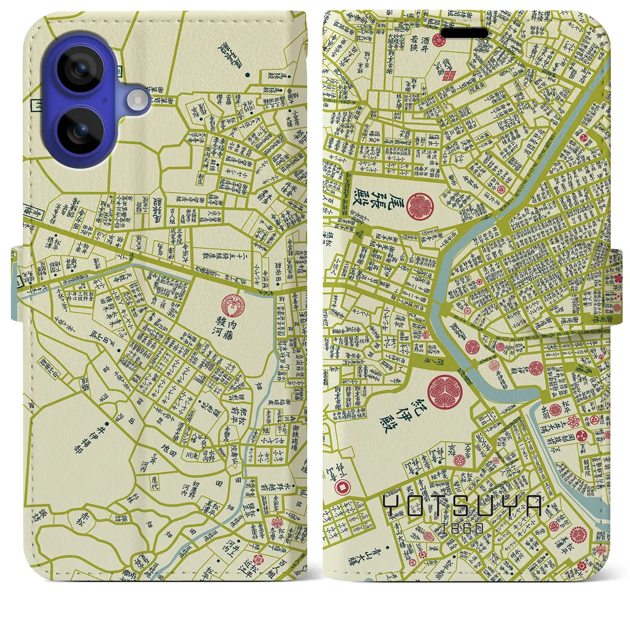 【四ツ谷(東京都)】万延江戸図iPhoneケース(手帳タイプ)