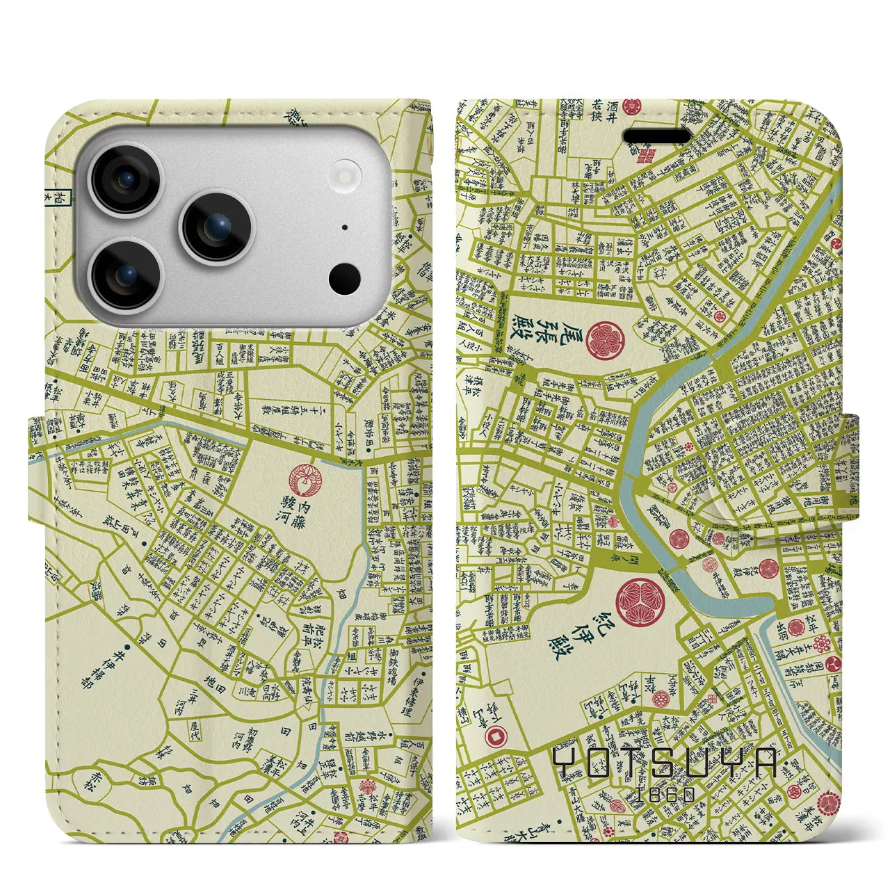 【四ツ谷(東京都)】万延江戸図iPhoneケース(手帳タイプ)