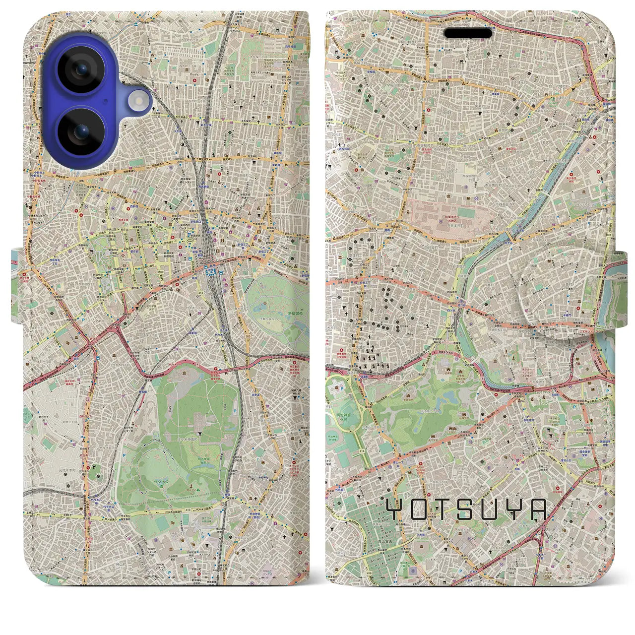 【四ツ谷(東京都)】地図柄iPhoneケース(手帳タイプ)ナチュラル・iPhone 16 Pro Max 用