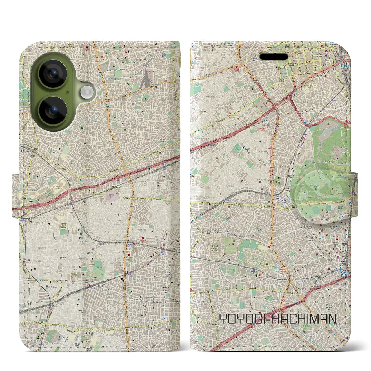 【代々木八幡(東京都)】地図柄iPhoneケース(手帳タイプ)