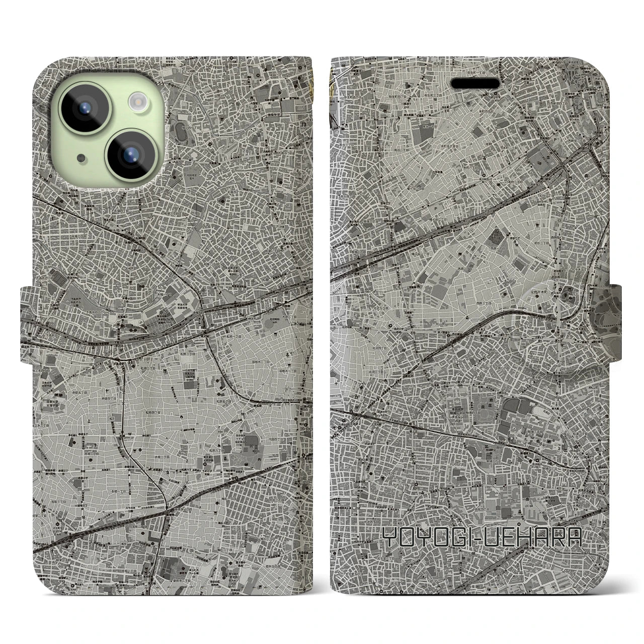 【代々木上原(東京都)】地図柄iPhoneケース(手帳タイプ)