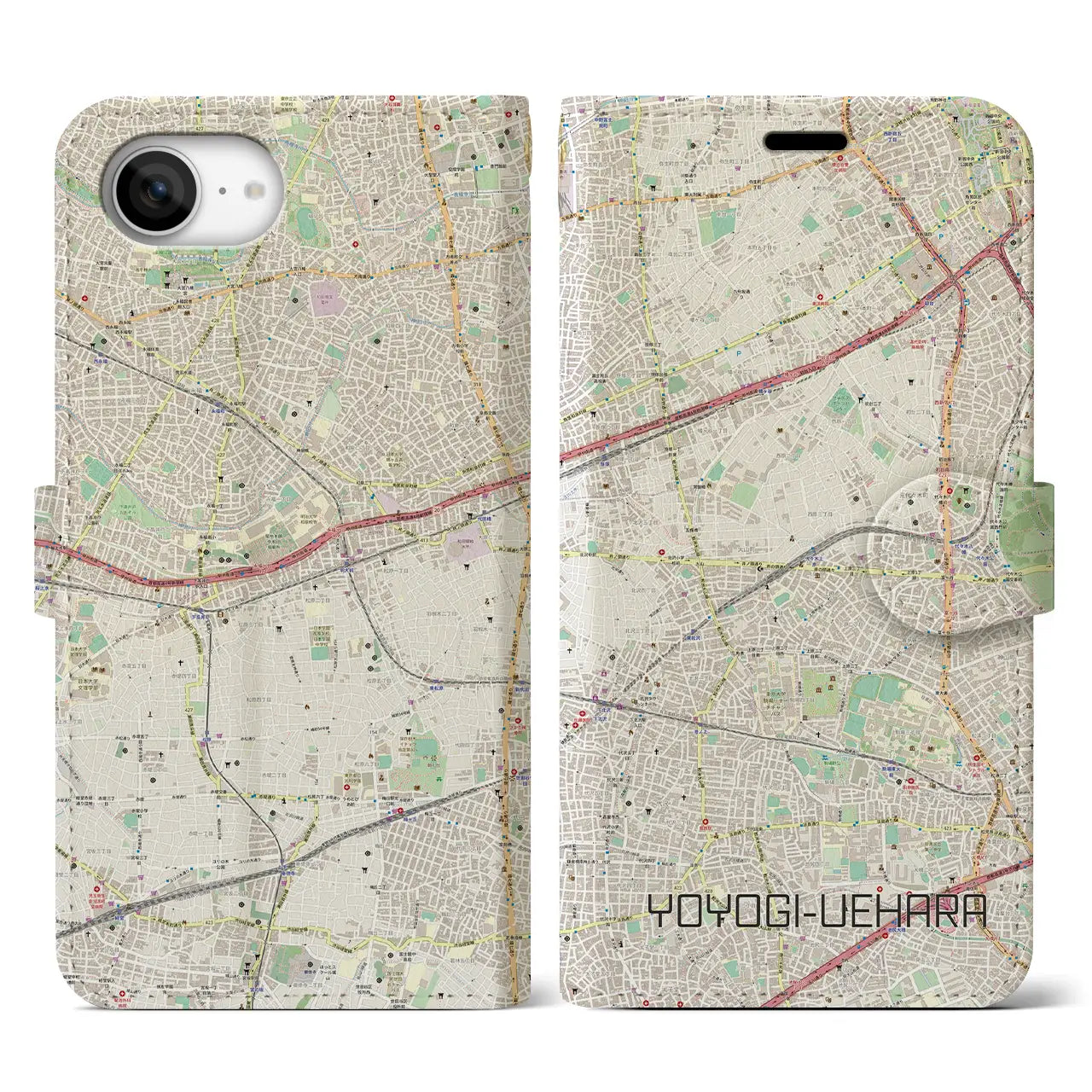 【代々木上原(東京都)】地図柄iPhoneケース(手帳タイプ)