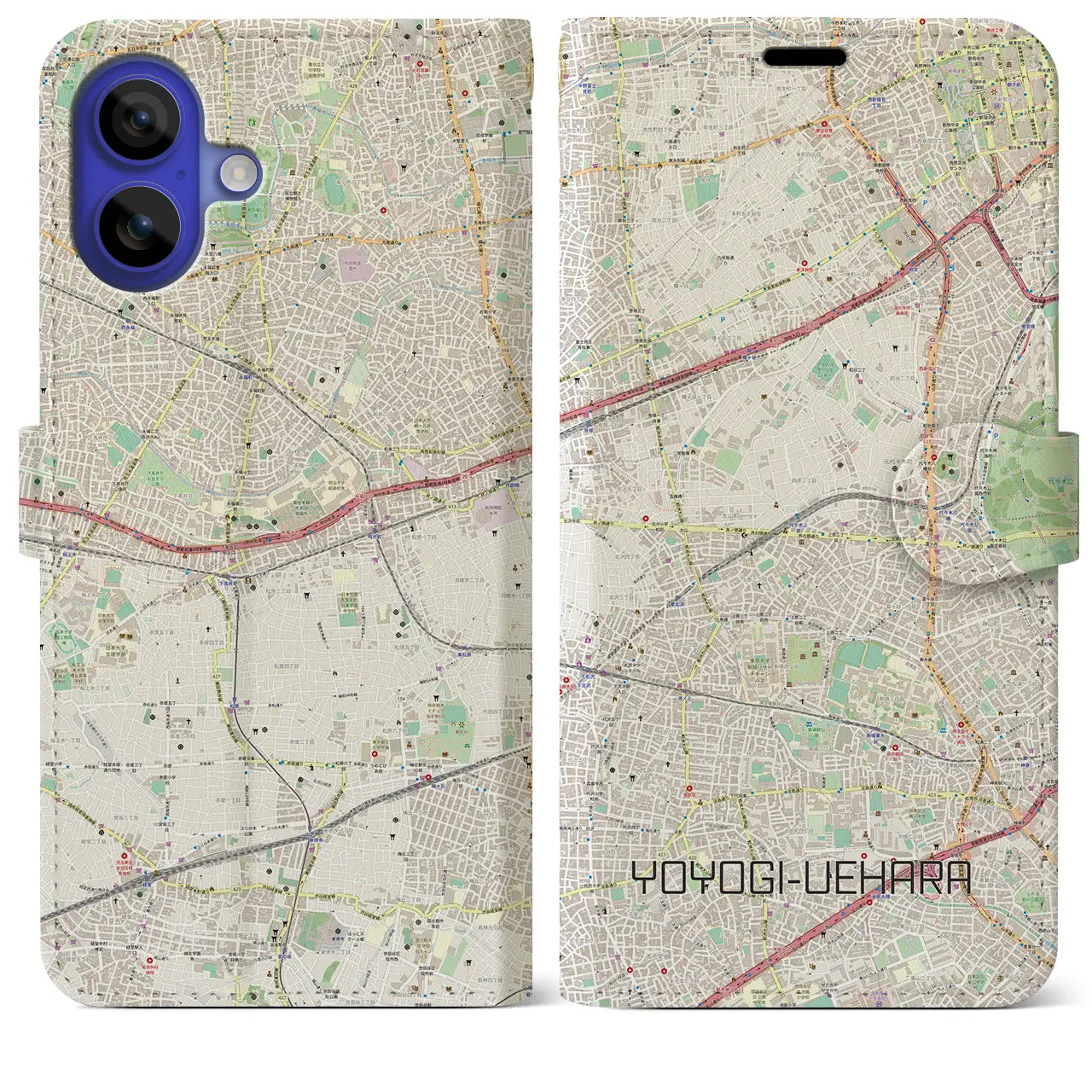 【代々木上原(東京都)】地図柄iPhoneケース(手帳タイプ)ナチュラル・iPhone 16 Pro Max 用