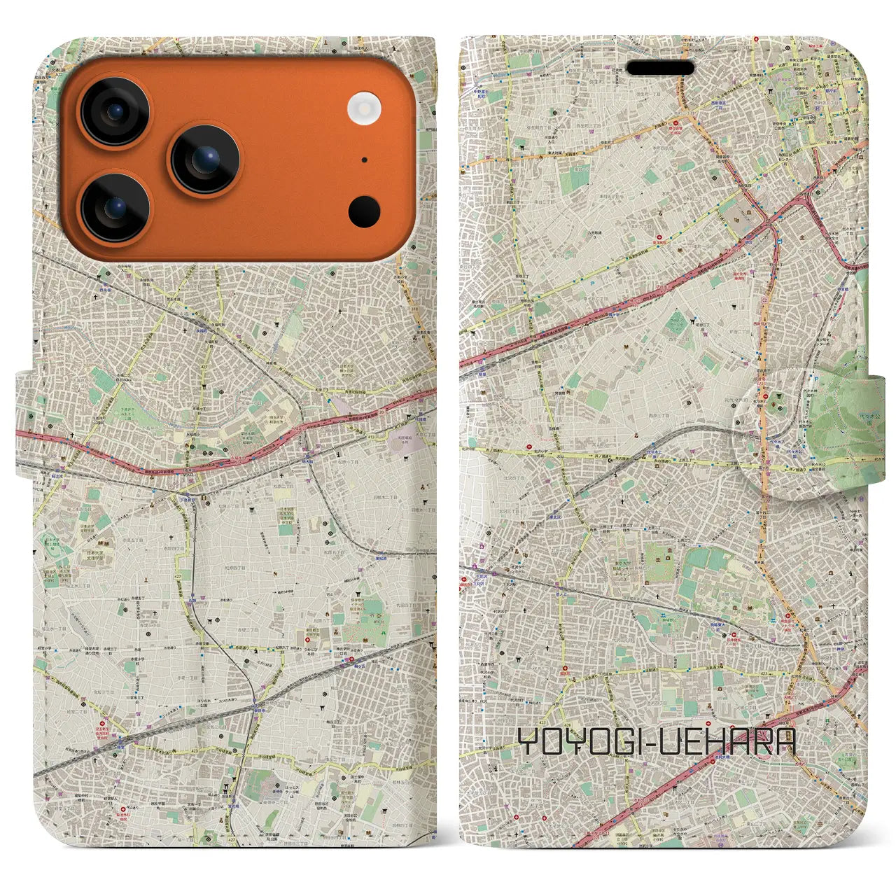 【代々木上原(東京都)】地図柄iPhoneケース(手帳タイプ)