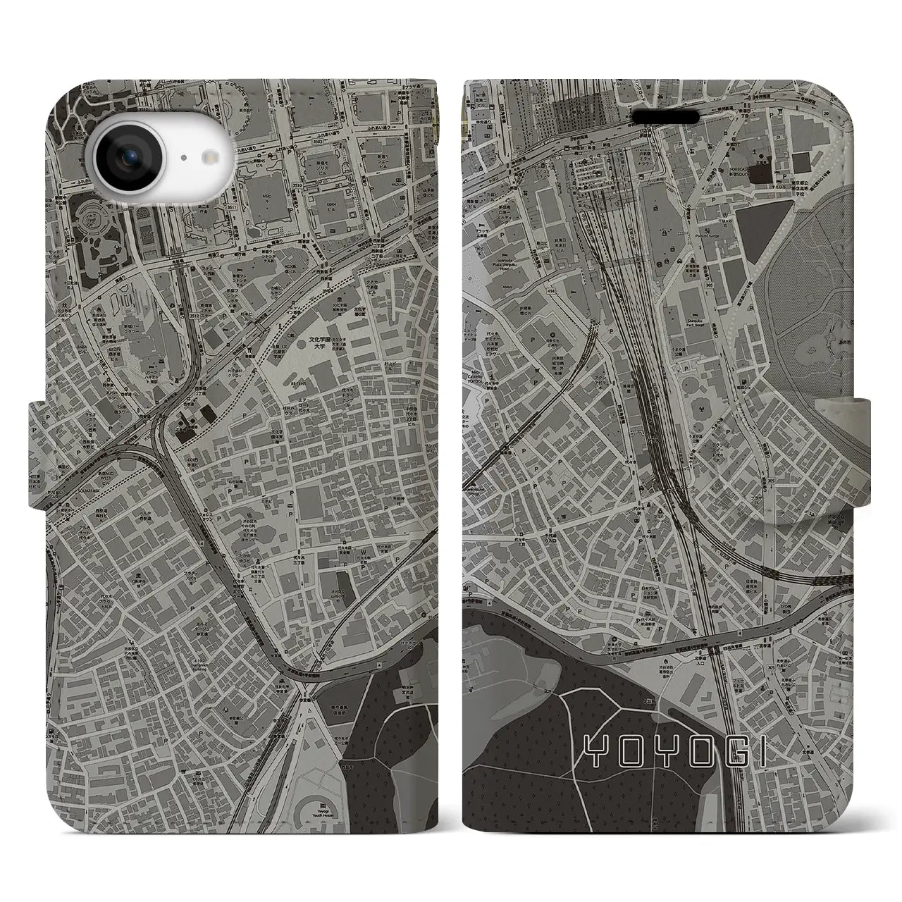【代々木2(東京都)】地図柄iPhoneケース(手帳タイプ)