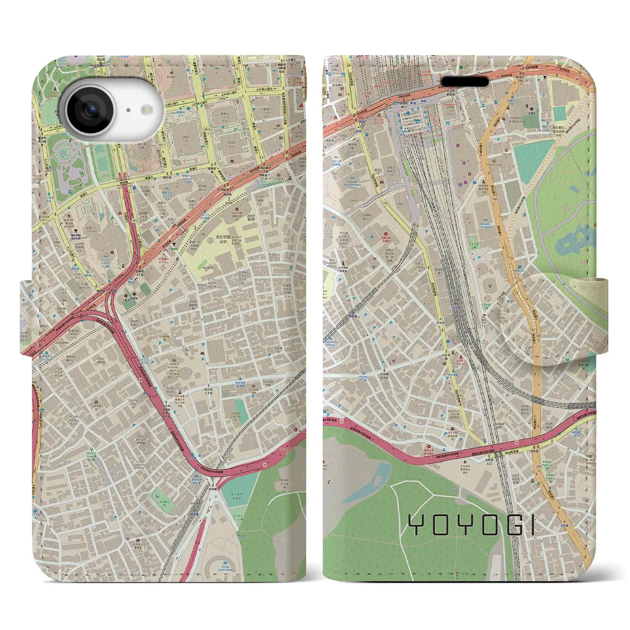 【代々木2(東京都)】地図柄iPhoneケース(手帳タイプ)