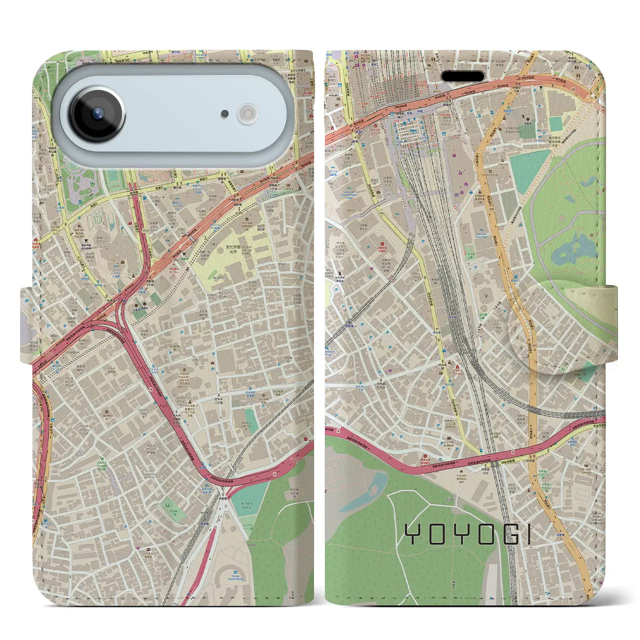 【代々木2(東京都)】地図柄iPhoneケース(手帳タイプ)