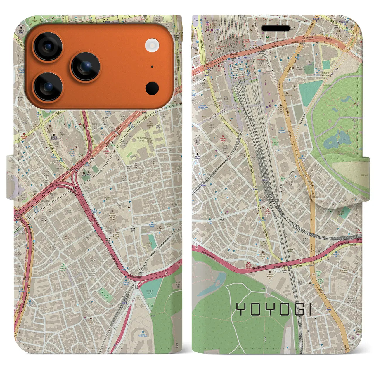 【代々木2(東京都)】地図柄iPhoneケース(手帳タイプ)