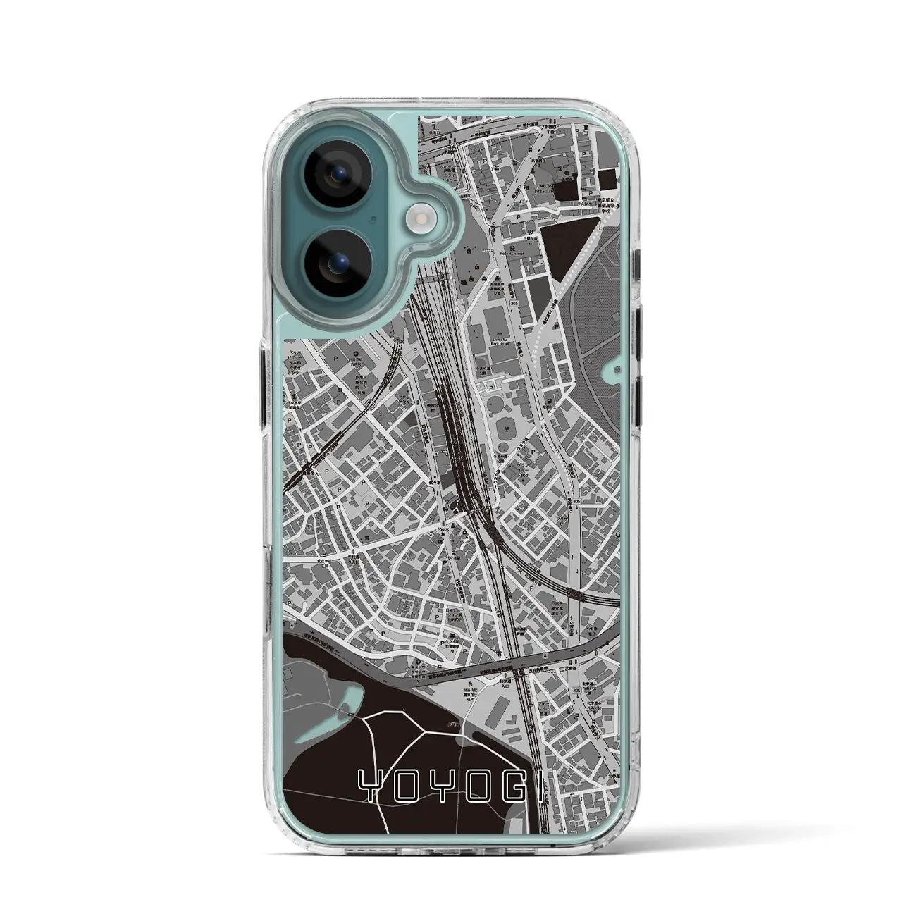 【代々木2(東京都)】地図柄iPhoneケース(MagSafeタイプ)モノトーン・iPhone 16 Pro 用