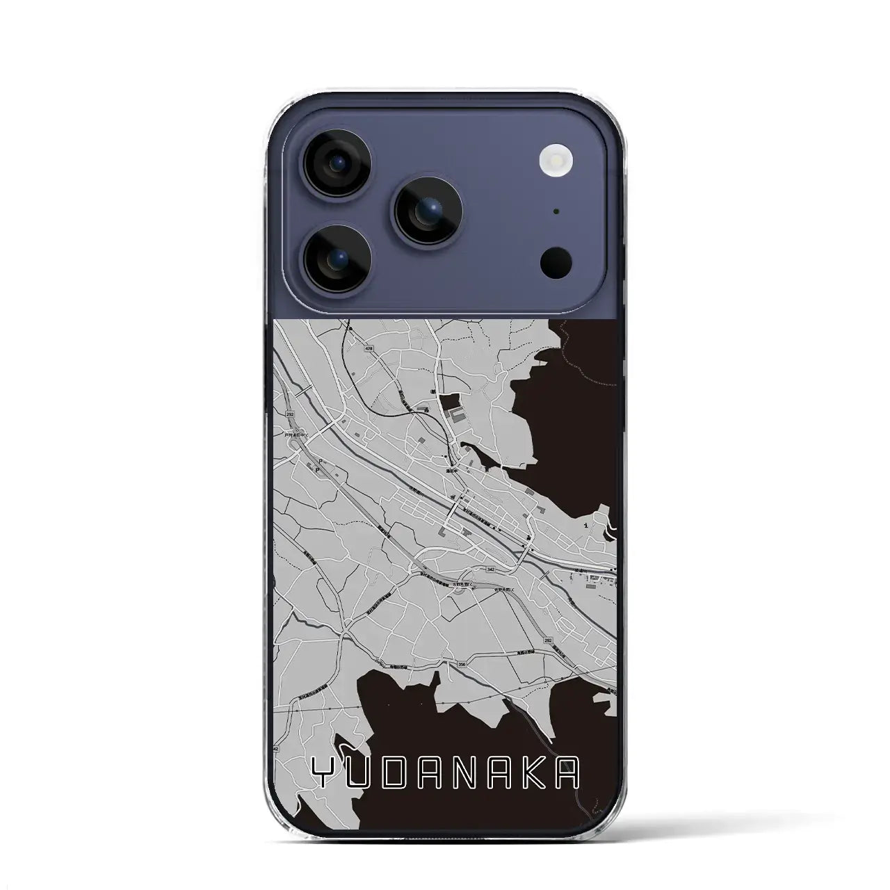 【湯田中(長野県)】地図柄iPhoneケース(クリアタイプ)モノトーン・iPhone 17 Pro Max 用