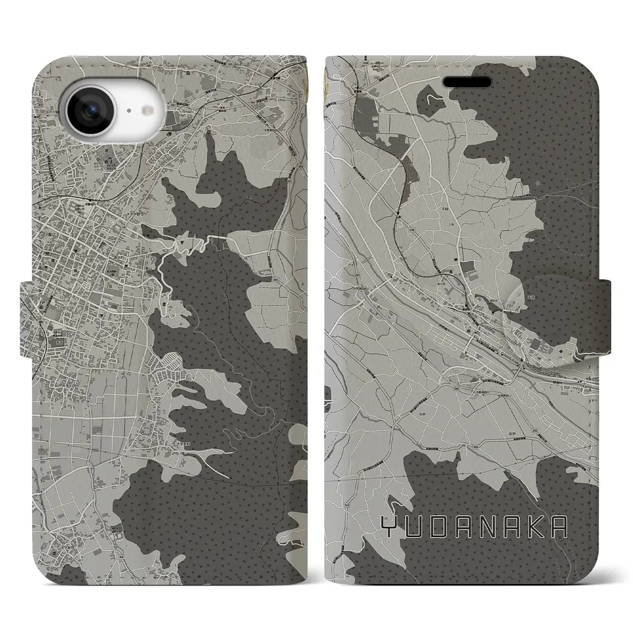 【湯田中(長野県)】地図柄iPhoneケース(手帳タイプ)