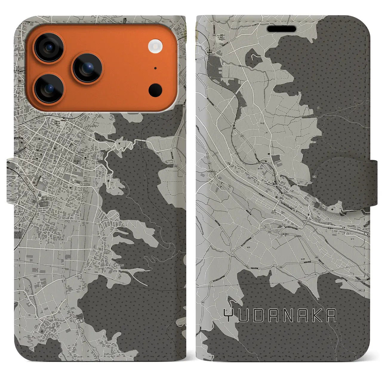 【湯田中(長野県)】地図柄iPhoneケース(手帳タイプ)