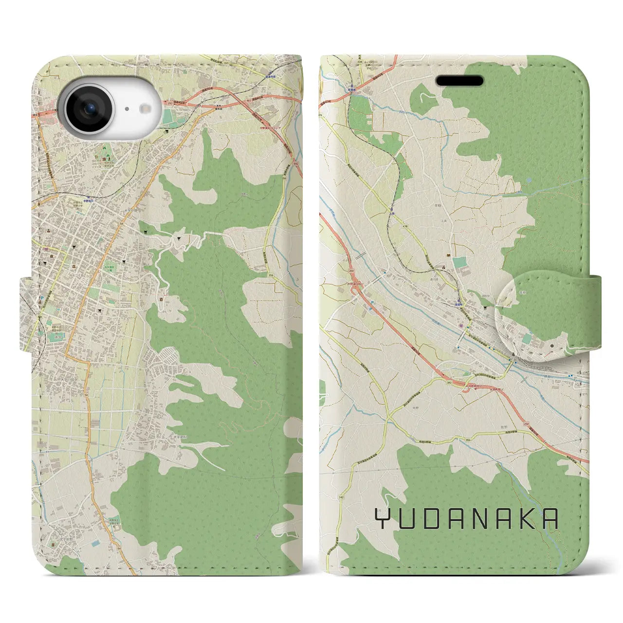 【湯田中(長野県)】地図柄iPhoneケース(手帳タイプ)