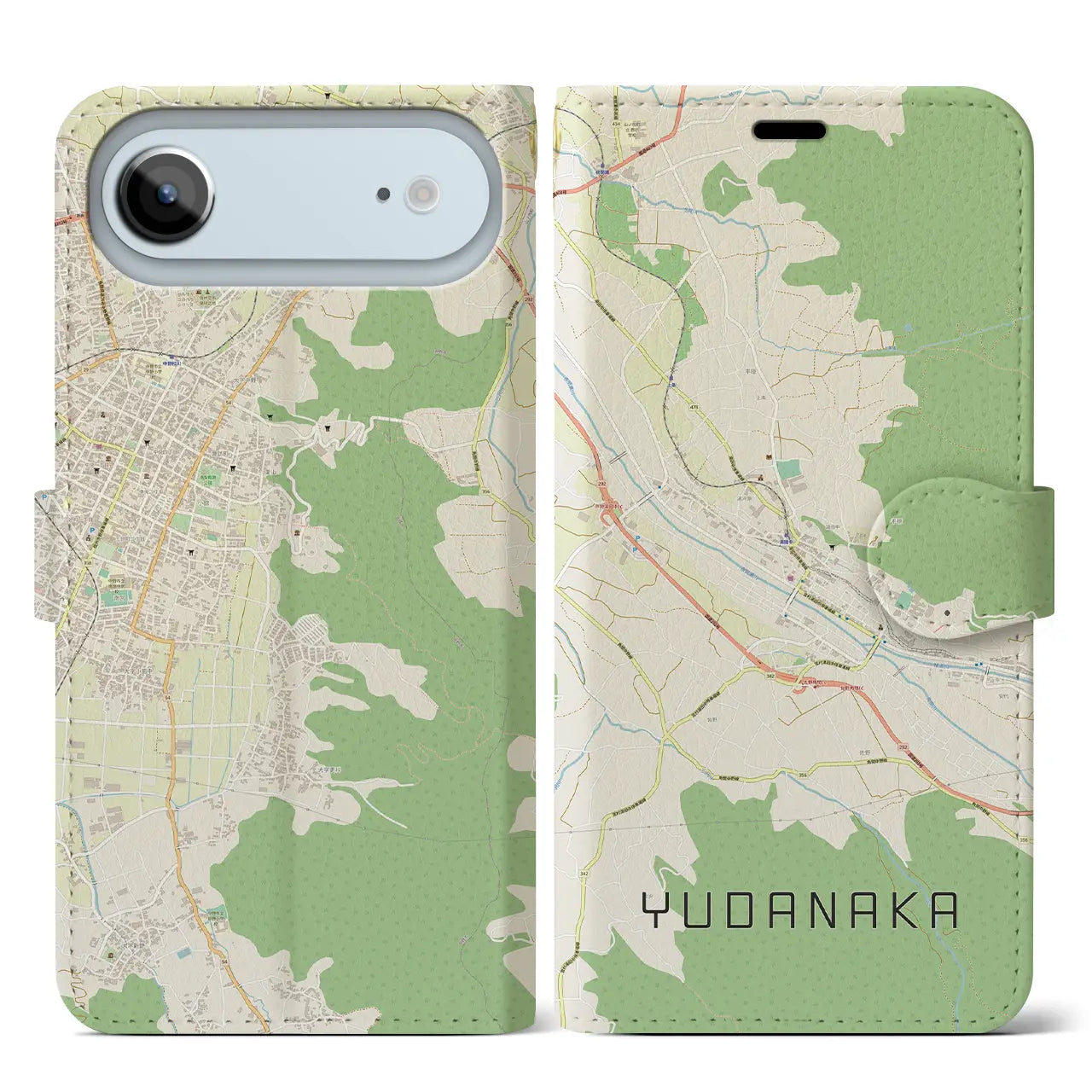 【湯田中(長野県)】地図柄iPhoneケース(手帳タイプ)