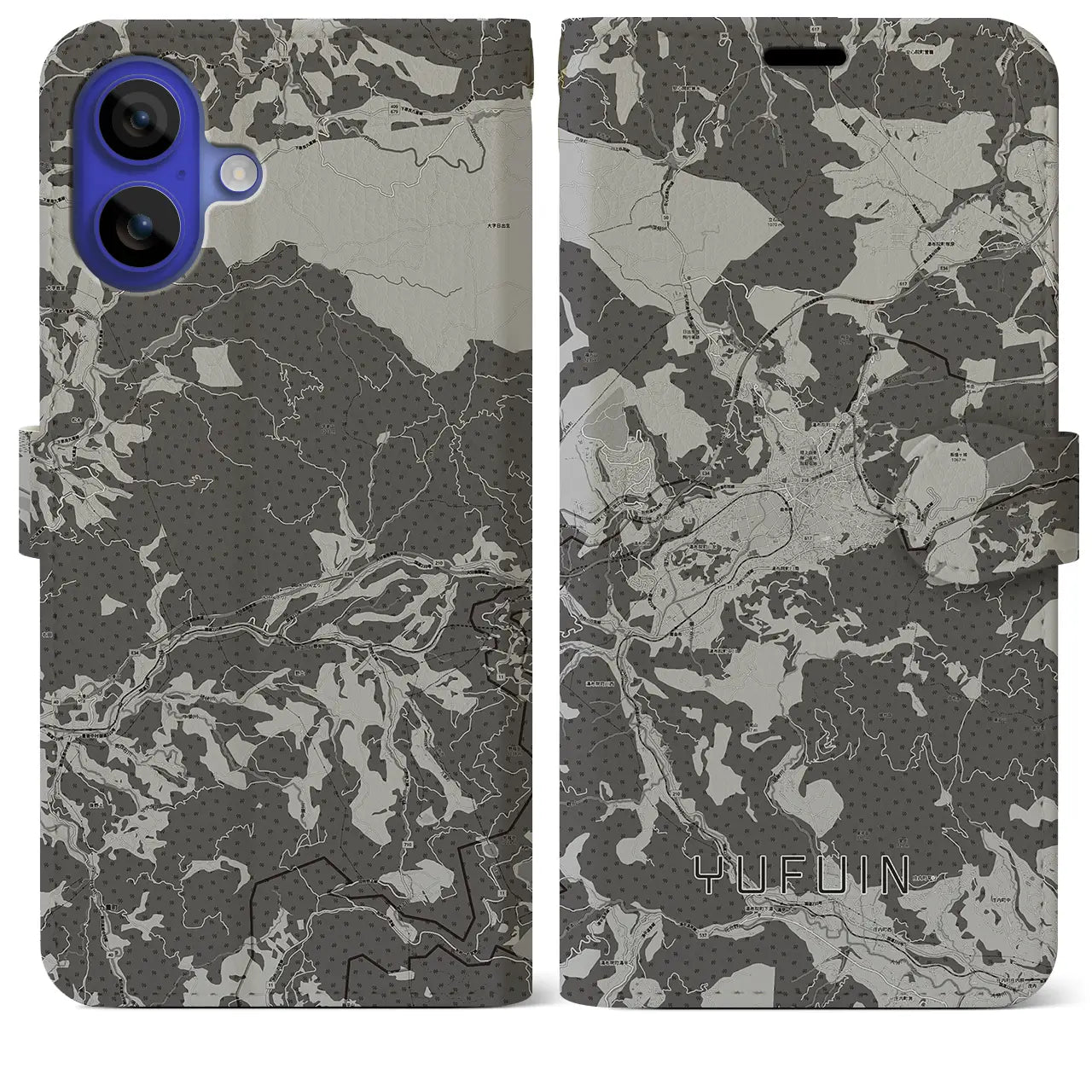 【湯布院(大分県)】地図柄iPhoneケース(手帳タイプ)