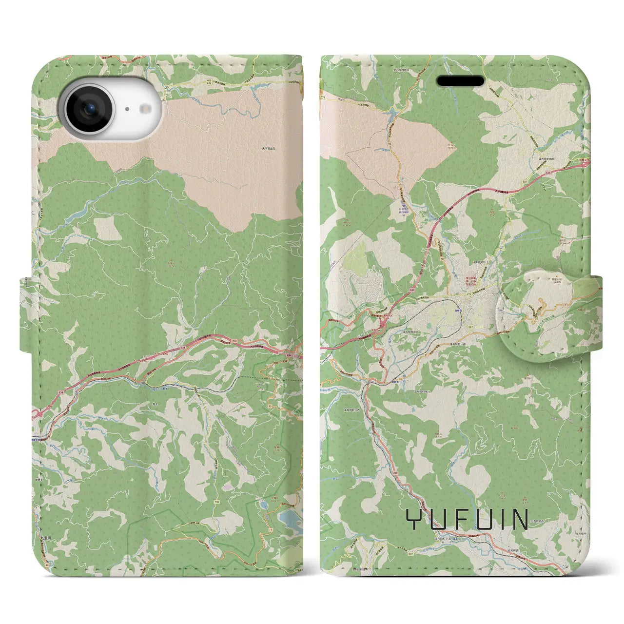 【湯布院(大分県)】地図柄iPhoneケース(手帳タイプ)