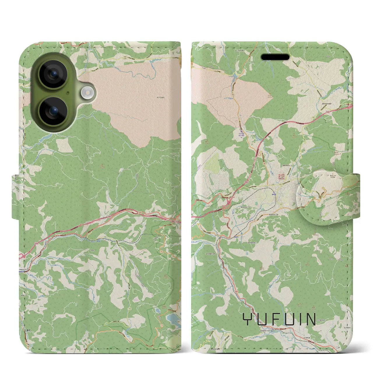 【湯布院(大分県)】地図柄iPhoneケース(手帳タイプ)