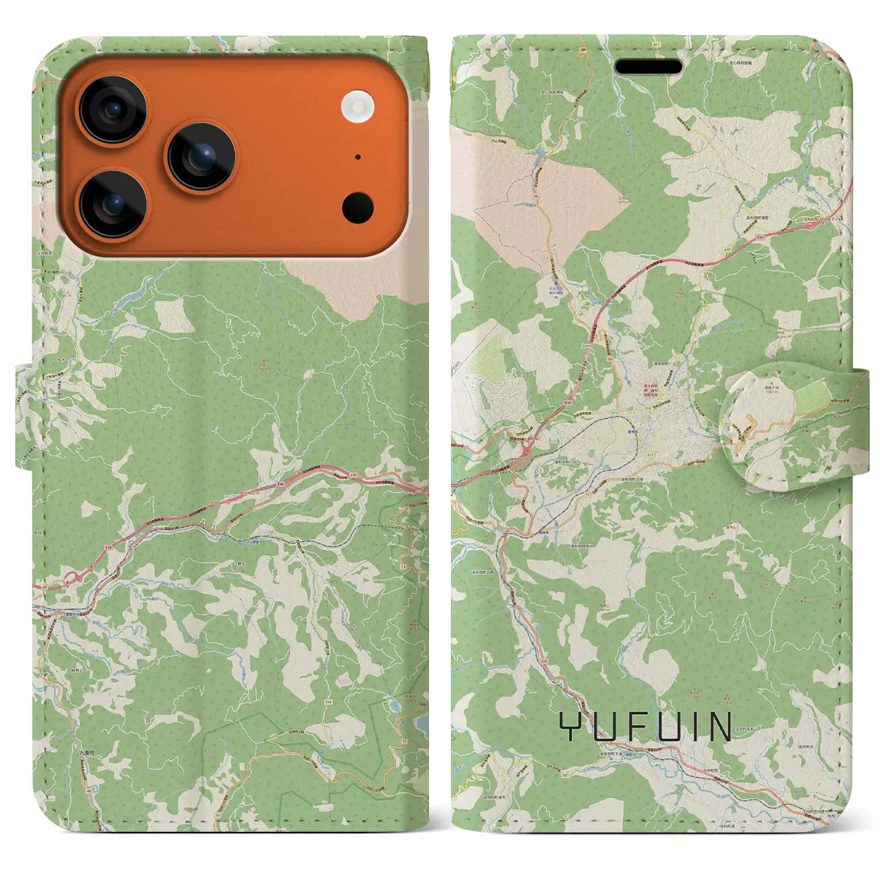 【湯布院(大分県)】地図柄iPhoneケース(手帳タイプ)