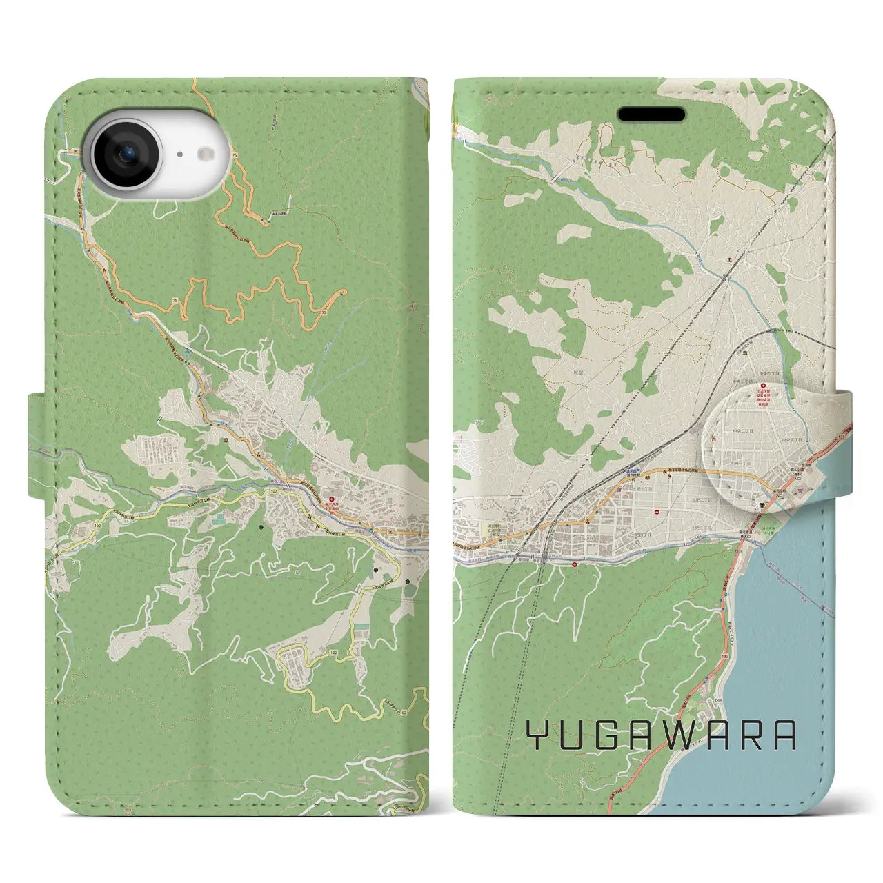 【湯河原(神奈川県)】地図柄iPhoneケース(手帳タイプ)