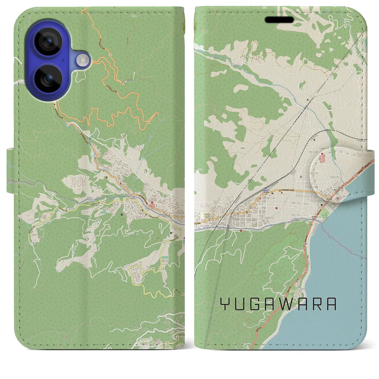 【湯河原(神奈川県)】地図柄iPhoneケース(手帳タイプ)ナチュラル・iPhone 16 Pro Max 用