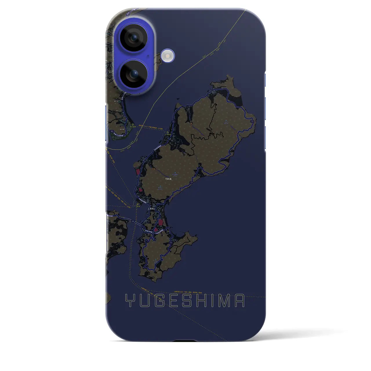 【弓削島(愛媛県)】地図柄iPhoneケース(バックカバータイプ)