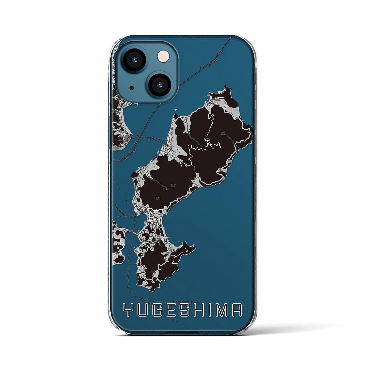 【弓削島(愛媛県)】地図柄iPhoneケース(クリアタイプ)