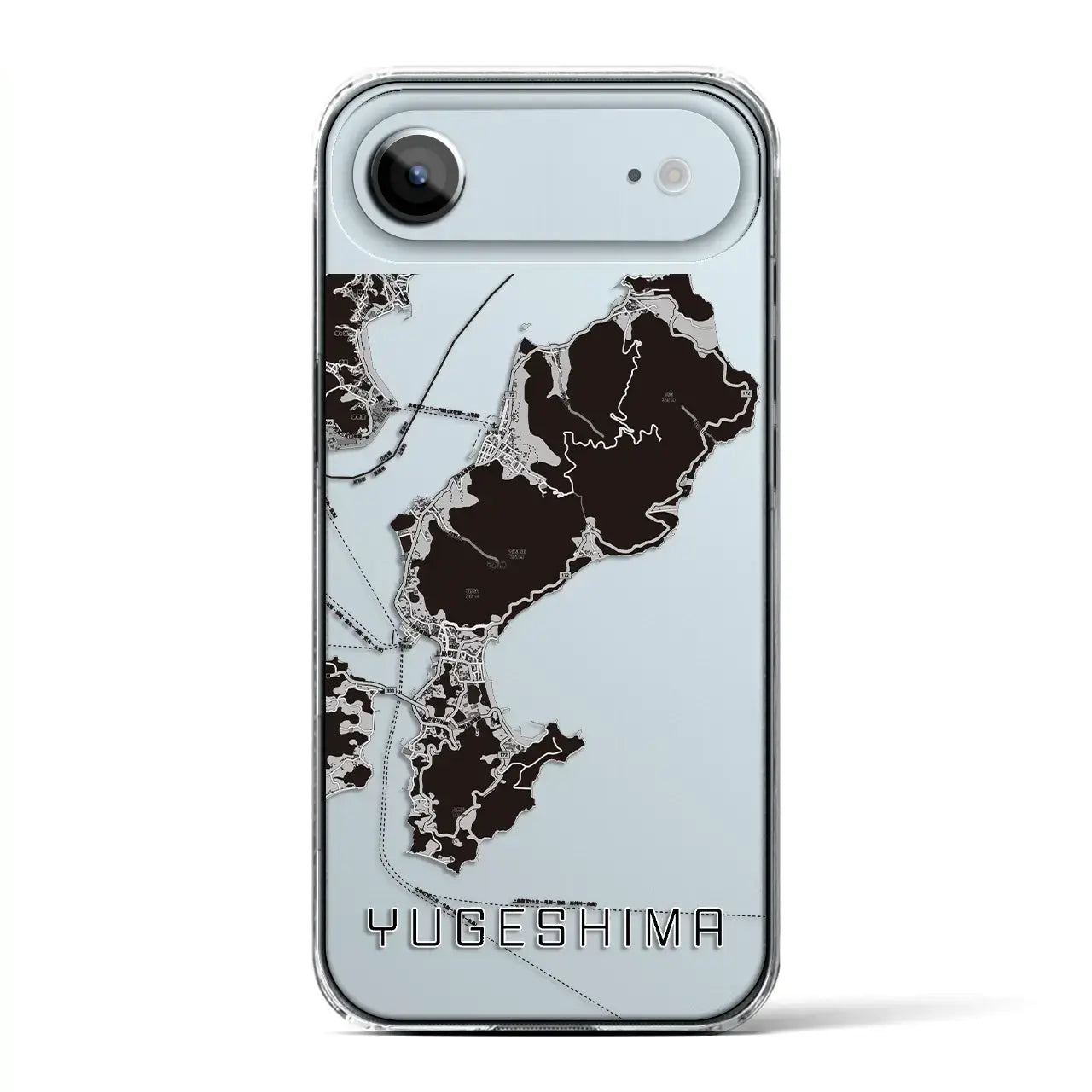 【弓削島(愛媛県)】地図柄iPhoneケース(クリアタイプ)モノトーン・iPhone 17 Pro Max 用
