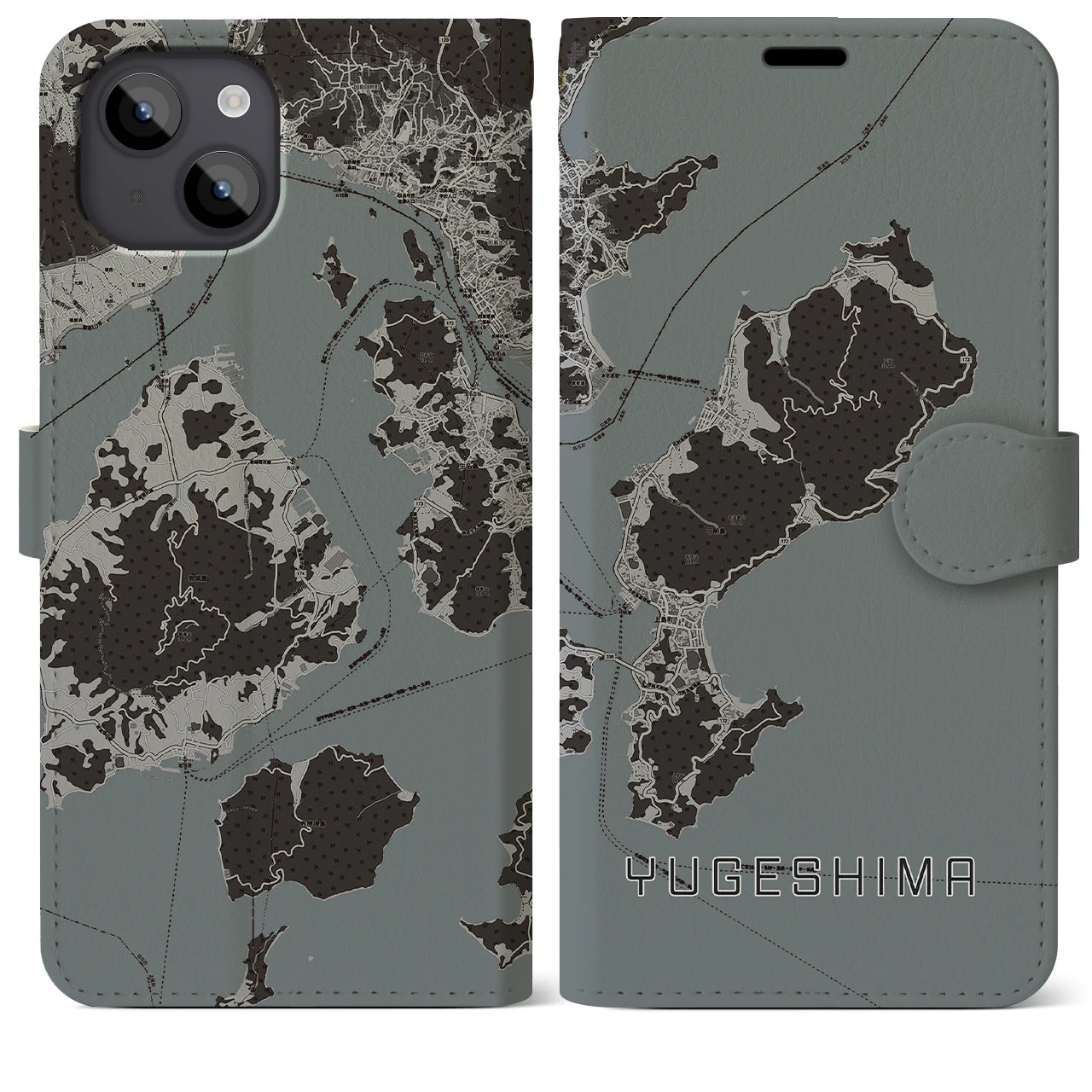 【弓削島(愛媛県)】地図柄iPhoneケース(手帳タイプ)