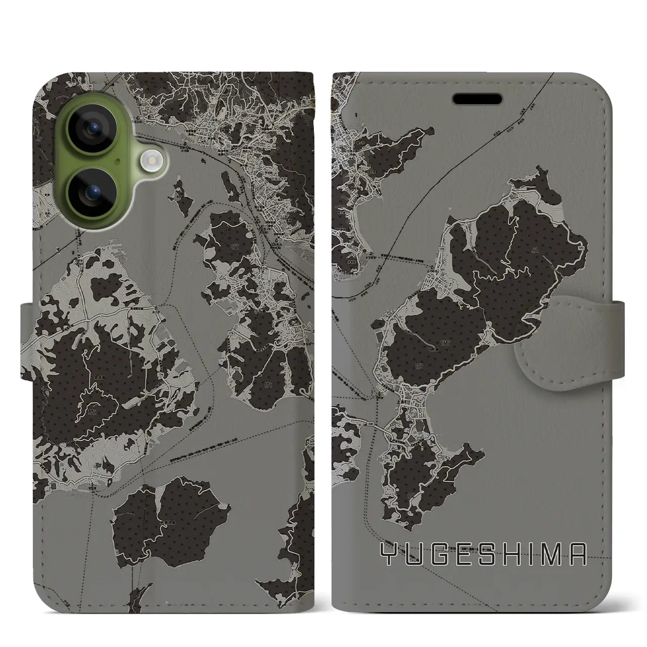 【弓削島(愛媛県)】地図柄iPhoneケース(手帳タイプ)