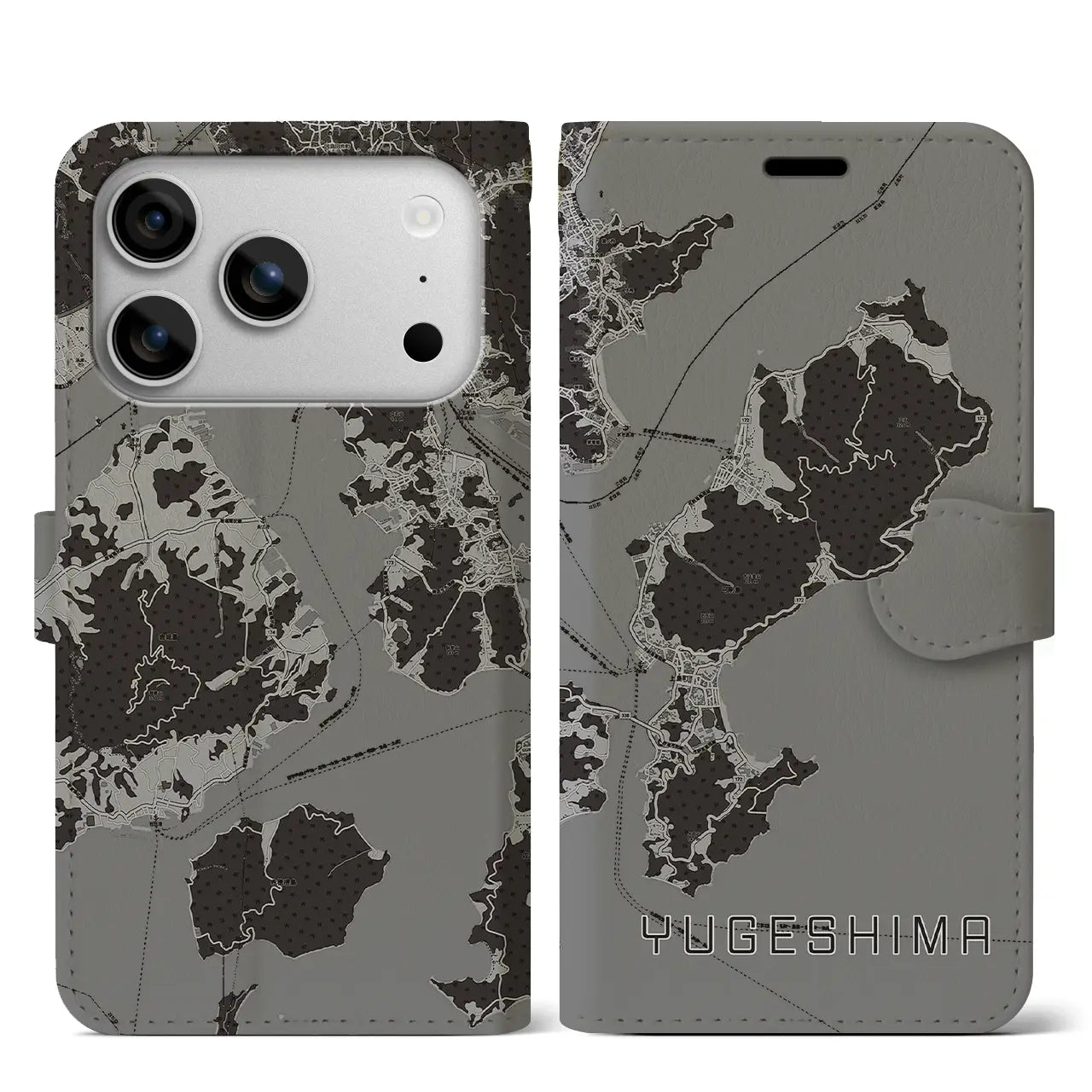 【弓削島(愛媛県)】地図柄iPhoneケース(手帳タイプ)