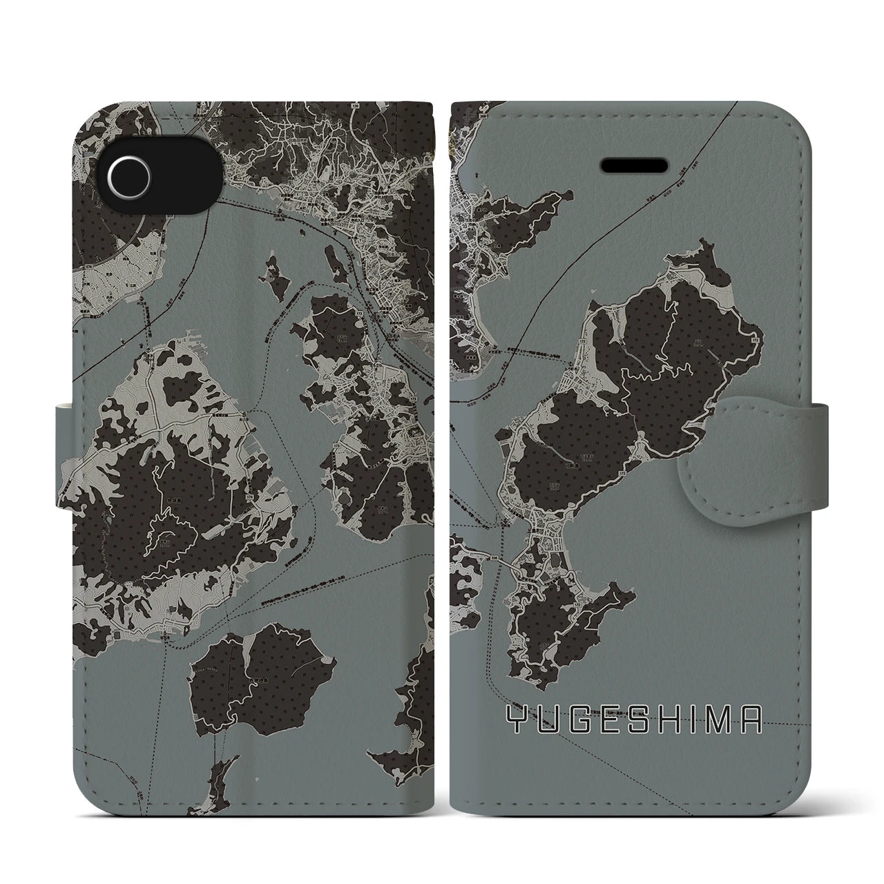 【弓削島(愛媛県)】地図柄iPhoneケース(手帳タイプ)