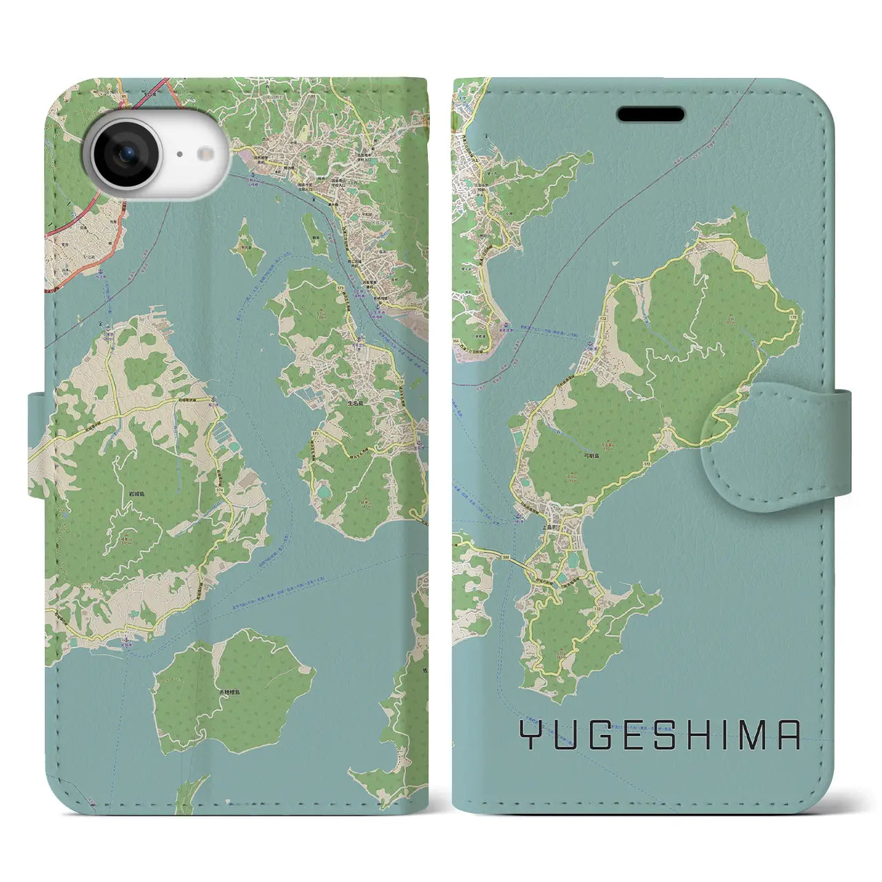 【弓削島(愛媛県)】地図柄iPhoneケース(手帳タイプ)