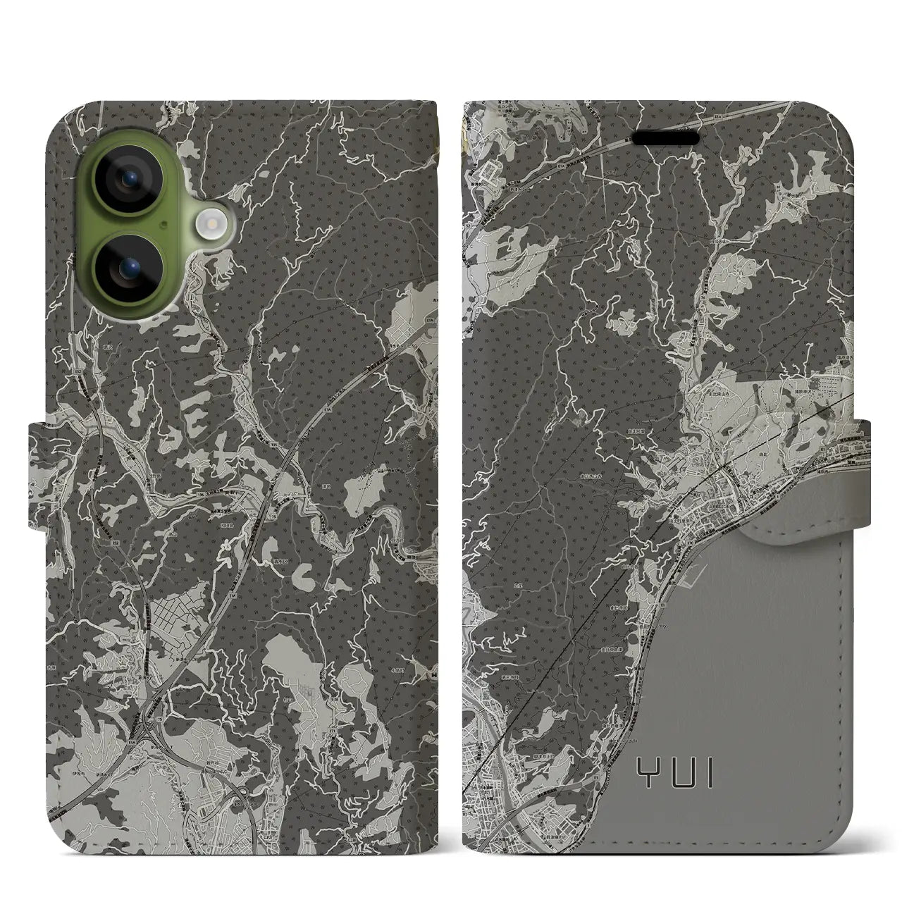 【由比(静岡県)】地図柄iPhoneケース(手帳タイプ)